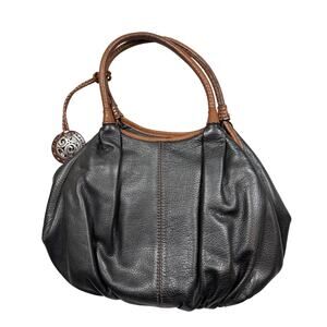 Brighton Tatum Black Leather Hobo Satchel Pebbled Leather